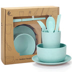 Fork Spoon Chopsticks Bowls Cup Dish Dinnerware Set High Grade Wheat Straw Tableware Children's Unbreakable Dishes Camping Set