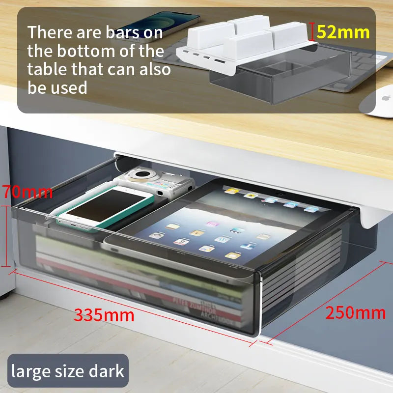Self-Adhesive, Drill-Free Under-Desk Plastic Drawer: Ideal For Office/Home, Perfect For Organizing Stationery