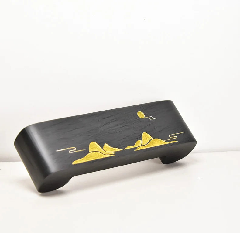 She Yan Water Wave Chinese Ink Stick Bed Natural Stone Stamp Holder Rest for Chinese Calligraphy Decoration Supply