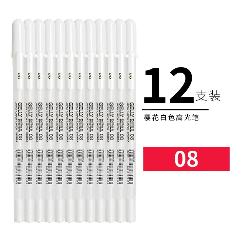 Sakura Gelly Roll Gel Pens 3/5PCS Classic Highlight Pen Gel Ink Pens Bright White Highlight Sketch Markers Color Highlighting