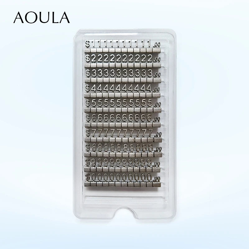 Lot of 10 Metal Mould Assembly Pricing Numbers Stickers Display Tags Digit Cube for Jewelry Shop Counter Price Number Sign Lable