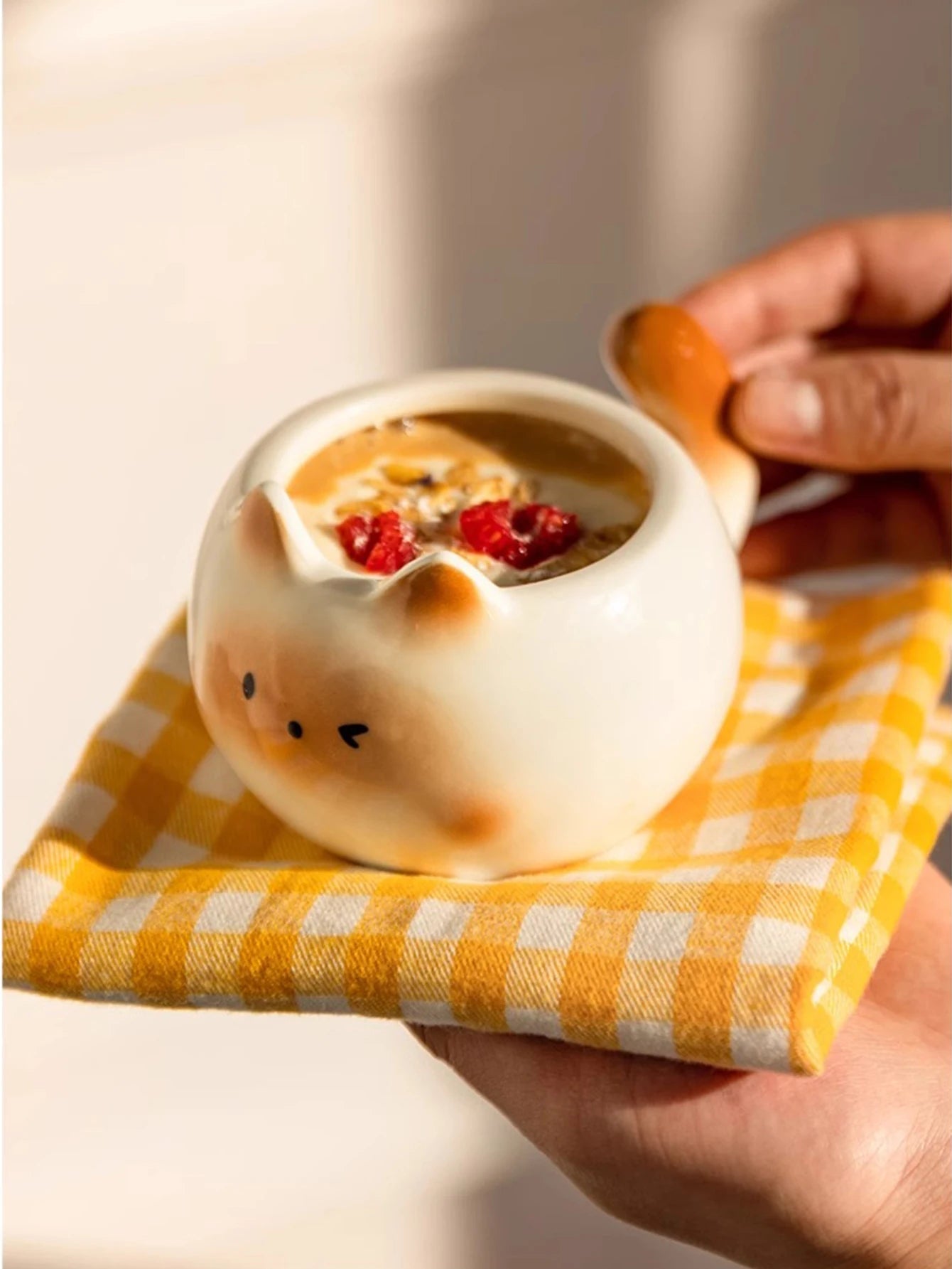 1Pc Siamese Cat Coffee Cup, Creative Cute Kitten Mug, High-Quality Exquisite Cup, Suitable for Coffee Shop Latte Art, Office, Living Room, Home, Bedroom Drinking Cup, Afternoon Tea Flower Tea Black Tea Cup, Gift