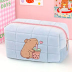 Cute Capybara 1pc pink blue Pillow Design Cosmetic Bag Pencil Case Pen Pouch Large-capacity Student Storage Pencil Case gift