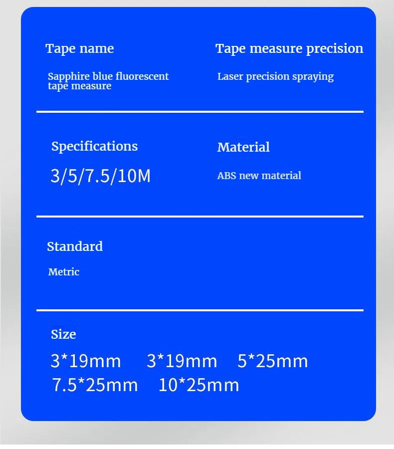 Portable High-precision Measuring Tape Thickened Wear-resistant Tape Measure Retractable Blue 3M 5M 7.5M 10M Work Measuring Tool