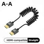 8K UHD Cable High Speed HDMI-compatible Mini/Micro HDMI-compatible Coiled Cord for HDTV Laptop PC PS4 Camera DV Monitor Display