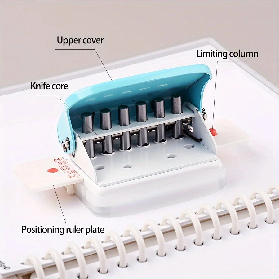 1pc 6-Hole Punch, Loose-Leaf Book DIY Binding Supplies, Notebook Journal Binding Office Paper Cutter-Office