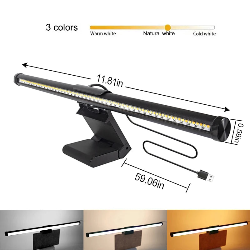 Monitor Screen Light RGB LED Desk Lamp Monitor Light Bar Computer Eye-Care Stepless Dimming Lighting Table Lamp for Work Gaming