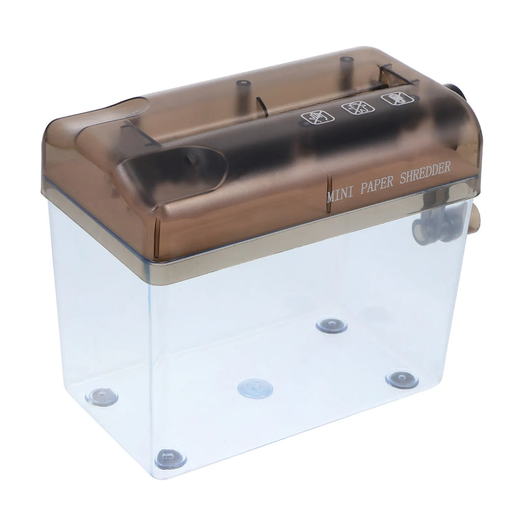 Mini Paper Shredder Manual Hand Crank ABS Cutter with Transparent Dust Box for A4 Documents Office School Desktop Hand Shredder