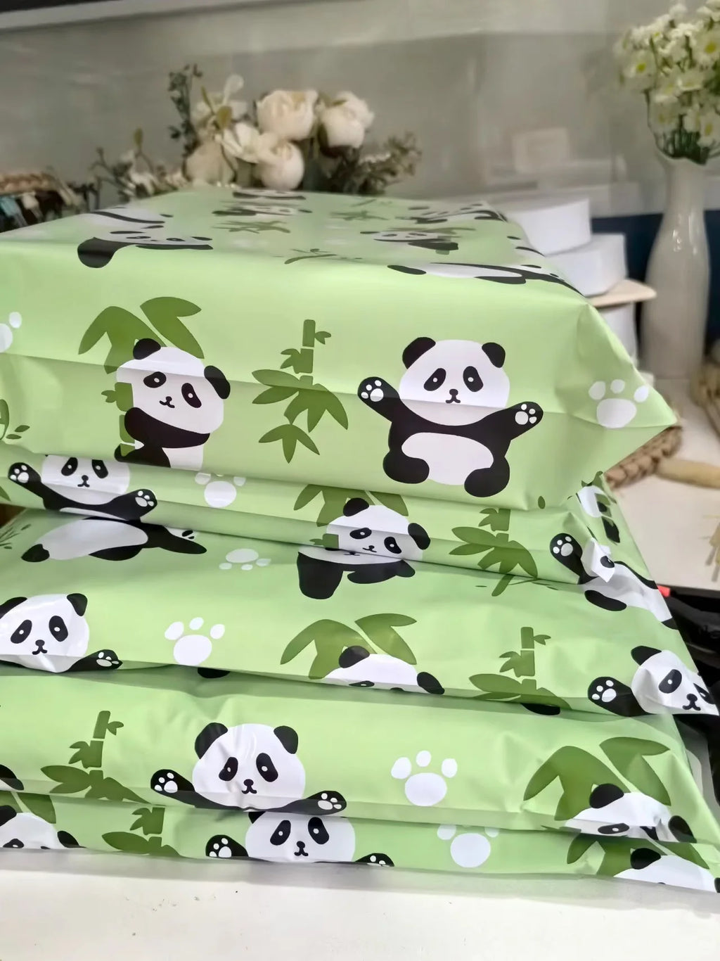 PE Plastic Self-Seal Mailbag，50PCS Thicken Shipping Bags, Cute Cartoon Poly Envelope, Panda Postal Courier Bags