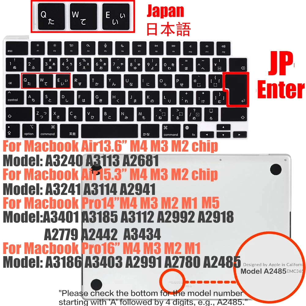 Multi-Language Keyboard Protector Compatible with for MacBook Air/Pro M5-M4 A2779,A3434,A3241 | Arabic, FR, RU, ES, IT Layouts