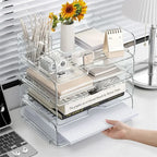 Multi-Purpose Desktop Organizer with Stackable Design, Sturdy Storage Box for A4 Files & Stationery