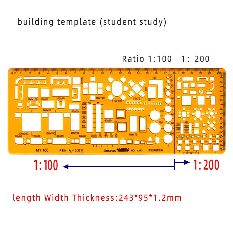 Template Measuring Ruler Circular Oval Ruler Durable K Resin Drawing Design Furniture Architect Template Drafting Ruler