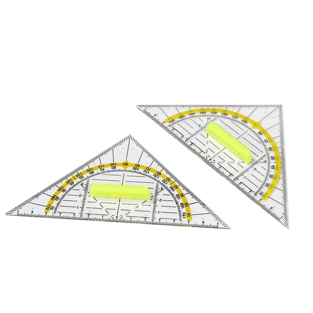 Professional Plastic Set Square Drafting Tools Transparent Angle Protractor Geometry With Handle Scale Ruler School Office