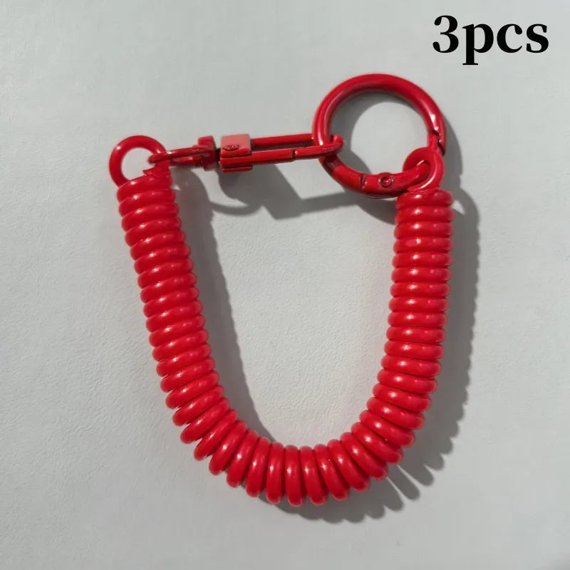 Colorful Spring Coil Lanyard DIY Phone Tether Keychain Pendant Earphone Holder for Mobile Case Accessory