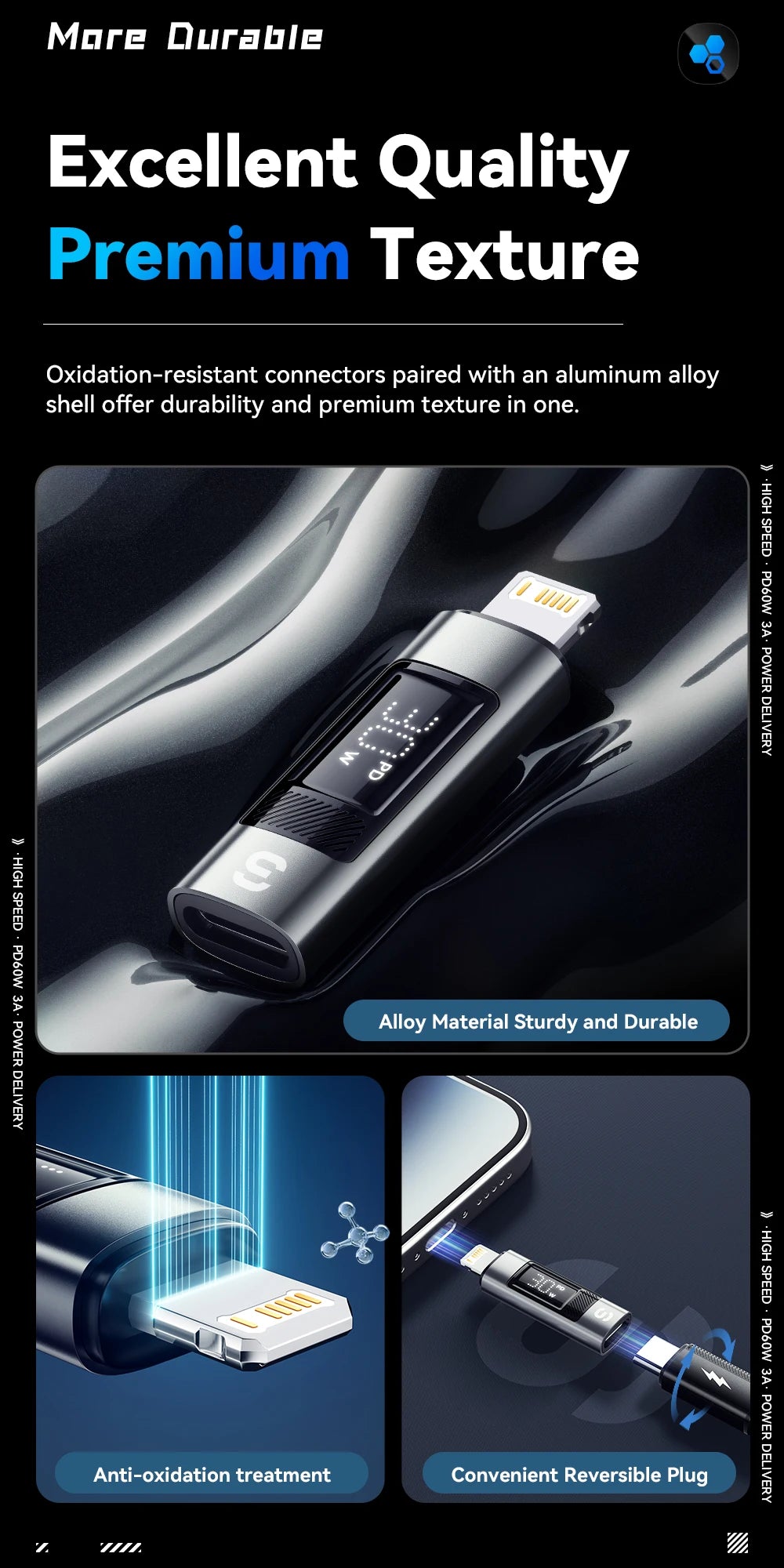 Essager Type C to Lighting OTG Adapter Digital Display Fast Charging Type-C Female To Lightning Male Connector For iPhone 15 14