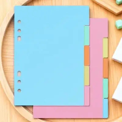 10Pcs Thick Smooth Plastic Tab Dividers for Binder Indexing Labels Raised Tabs A5 Size 6 Hole Translucent Design Study Office