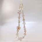 Cute Glass Bowknot Flower Bead Phone Strap Charm Chain Knot Cellphone Lanyard Keychain Girl Bag Camera Pendant for Airpods Case
