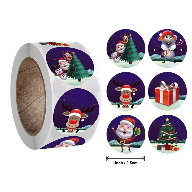 100-500PCS Merry Christmas Stickers Small Stickers for Rolling Sticker Pack Roll Packing Labels