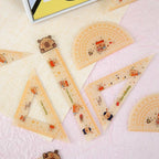 Kawaii Capybara Cartoon Ruler Set | 4 - Piece Acrylic Measuring Tools | Student Stationery