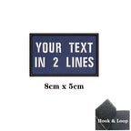 1PC Custom Name Patch Stripes Badge 10X2.5CM,8X5CM,10X4CM, 8X2.5CM,12X2.5CM,15X5CM,20X7CM,25X8CM Iron On Or Hook Loop DARK BLUE