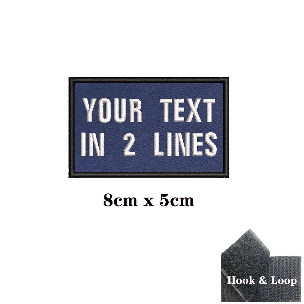 1PC Custom Name Patch Stripes Badge 10X2.5CM,8X5CM,10X4CM, 8X2.5CM,12X2.5CM,15X5CM,20X7CM,25X8CM Iron On Or Hook Loop DARK BLUE