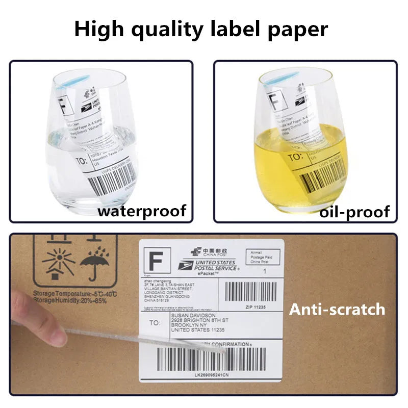 4*4'*100 Sheets Adhesive Shipping Label Waterproof Thermal Label Thermal Transfer Label Sticker Small Ticket Paper