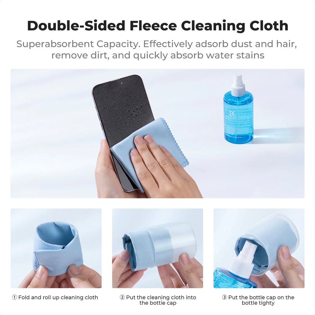 K&F CONCEPT 200ML Screen Cleaner Spray For Camera Lens PC Cell Phone Glasses Watch CCD/CMOS Clean Liquid with 2 Microfiber Cloth