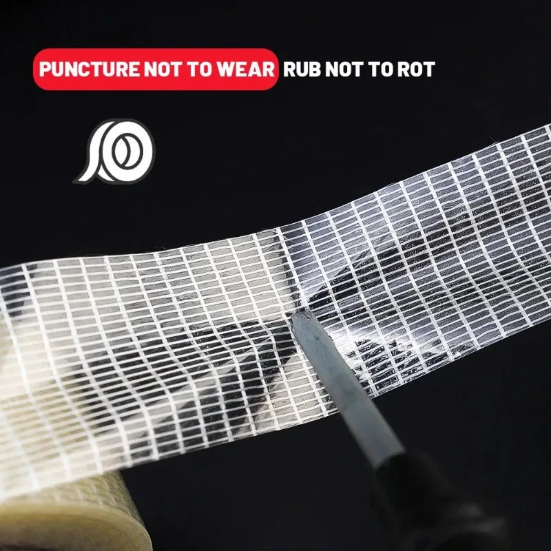 20M Strong Fixation Mesh Tape Transparent Single Side Adhesive Seal Grid Tape Waterproof Strapping Packaging Fiberglass Tapes