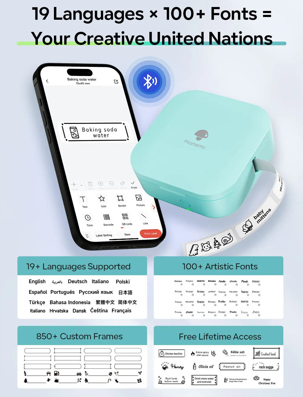 Phomemo Q30 Bluetooth Label Maker, Thermal Sticker Maker with 1 Roll Free Label, Available for Small Business/Home Organization