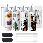 SucceBuy 8/12/14/16/24/50PC Straight Sublimation Tumblers Blank Tumbler Bulk Stainless Steel Double Tumbler Cups Heat Transfer