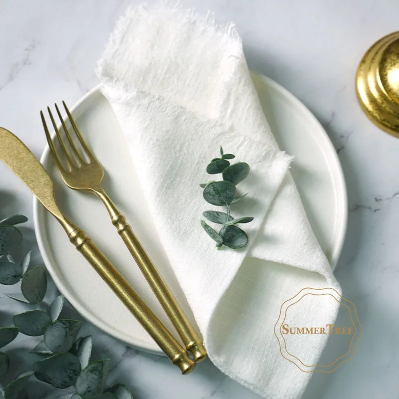 10pcs Napkins 41x41cm Cotton Cloth Gauze Retro Burr Rustic Towel Dining Place Mats Wedding Party Linen Fabric Table Decoration