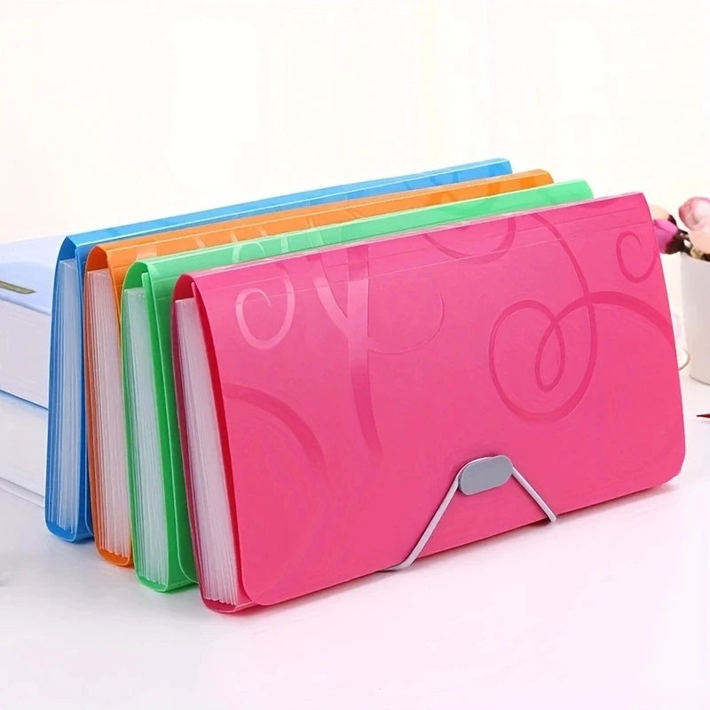 A6 Multi-layer 13 Grids Expanding Wallet File Folder Buckle Organ Bag Large Capacity School Office Data Storage Organizer Pouch