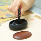 She Inkstone with Lid Antique Chinese Ink Stone for Calligraphy Writing and Traditional Painting Practice Natural Rock Inkstone