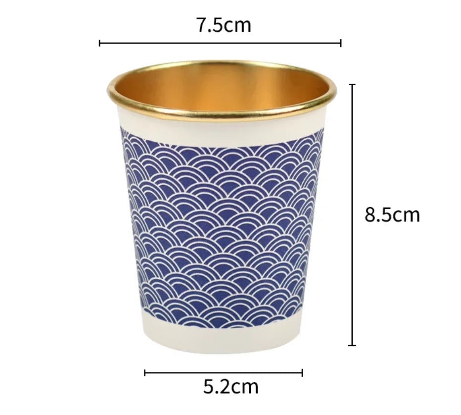 50pcs/pack 250ml Disposable Gold Foil Paper Cup Commercial Office Hot Drinks Tea Cups Coffee Cup