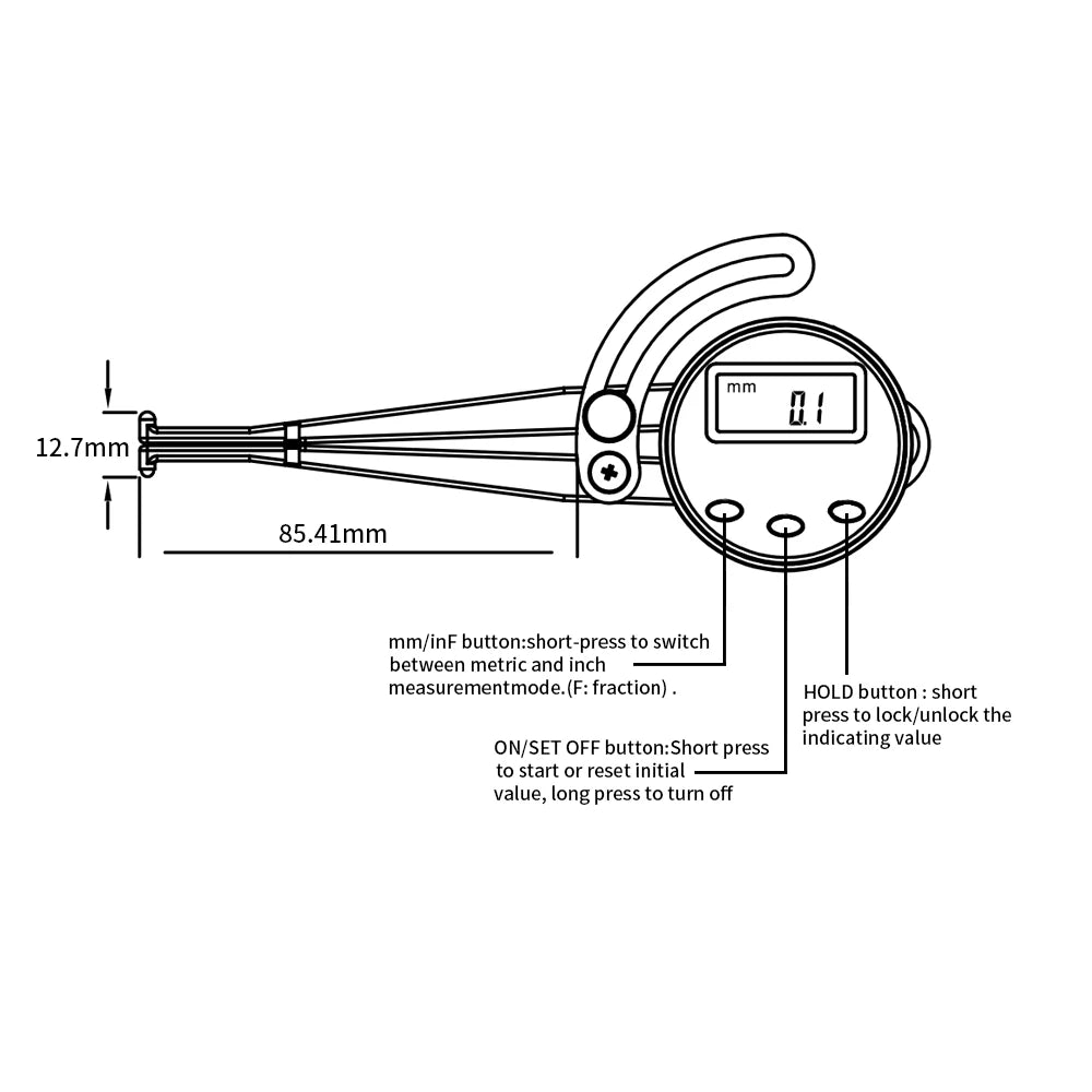 SHANHR Digital Inside Outside Caliper Gauge Fraction/mm/in Inside Digital Caliper Gauge For Woodworking