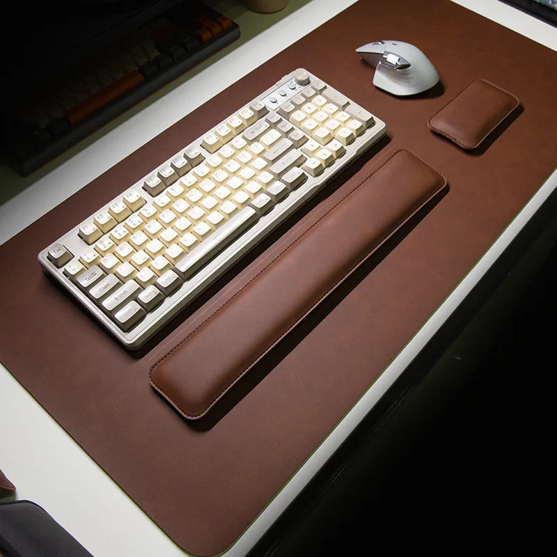 Desk Mat Waterproof PU Mouse Pad Large Mousepad Laptop Non-slip Desk Pad Keyboard Mats Mouse Mat Mouse Wrist Guard Three Pieces