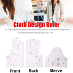 3-Piece Set for Doll Clothes Ruler Tailor Garment Cloth Sewing Tool Design Ruler F0T1