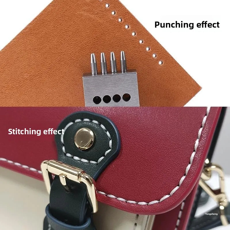 3Pcs Manual Leather Hole Punch Tool Set Round Punch Die Set for DIY Leather Crafting Handmade Leather Working Crafters Kit