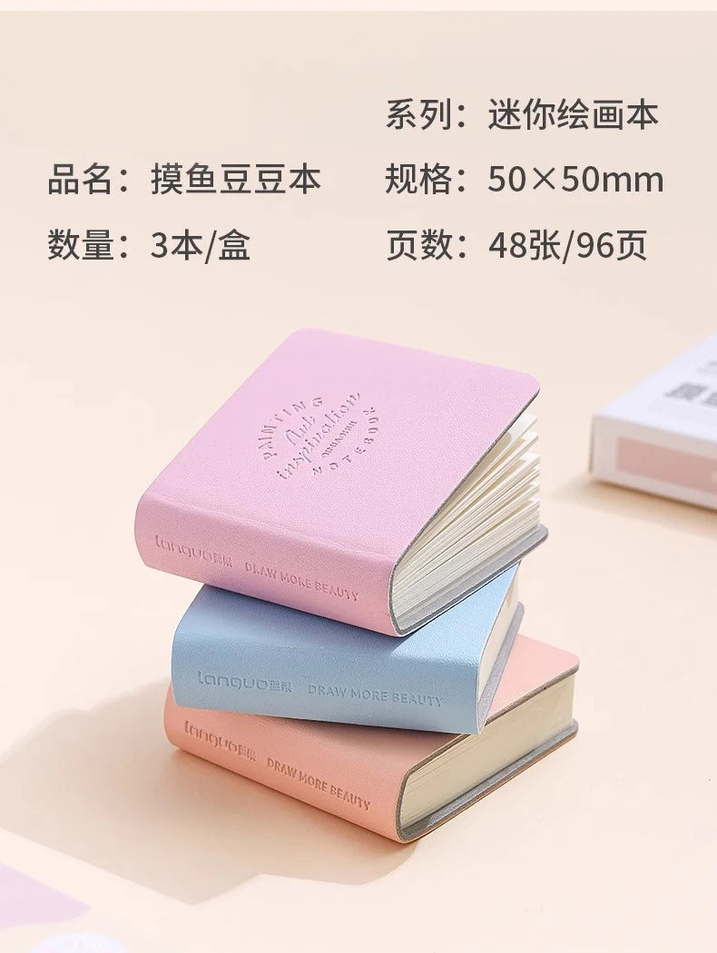 3pcs/set Colorful Mini Drawing Books Square Watercolor Sketchbook Thick Paper Drawing Books Study Art Art Supplies