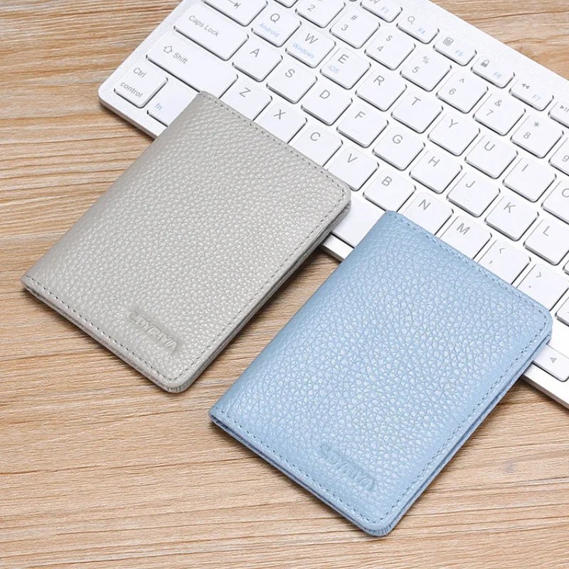 Multi-card Slot Solid Color Portable Leather Card Case Universal Bank Credit Card ID Bus Card Holder Travel Organizer Wallets