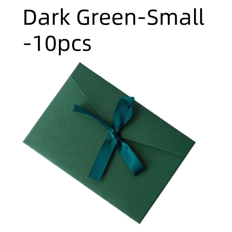 10 Pcs/set Envelope Pearlescent Paper Bow Thicken Ribbon Retro Creative Color Stationery Wedding Invited Gift High Quality