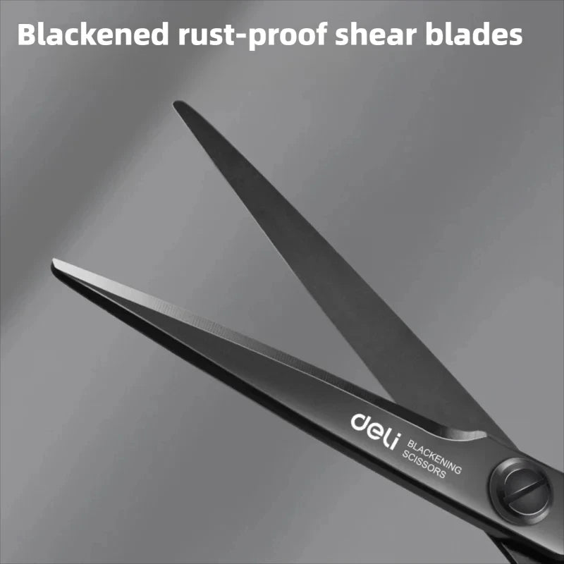 Deli 210/175mm Black Stainless Steel Scissors Business Office Stationery Home Shears Kitchen Knife Cutter Cutting Tool
