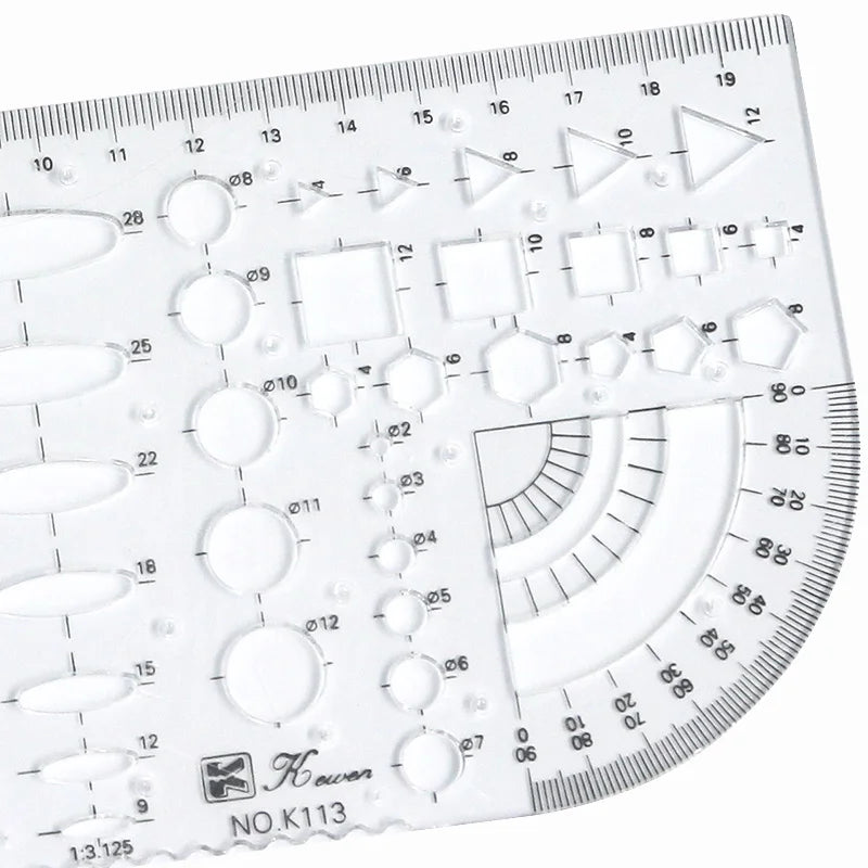 Transparent drawing size square square ruler hexagonal triangle ruler drawing design ruler scale line