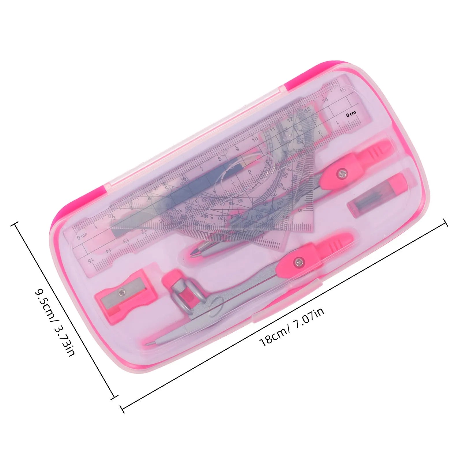 1Set Compass Protractor Ruler Set Plastic Alloy Drawing Kit for Students Math Class School Supplies Precision Measuring Tools