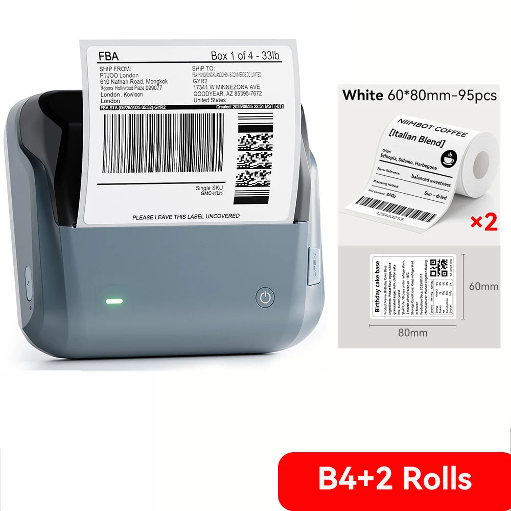 Niimbot B4 Thermal Label Printer Large Size 20-110mmm Print Width Label Sitcker Machine Shipping Label Business Office Use
