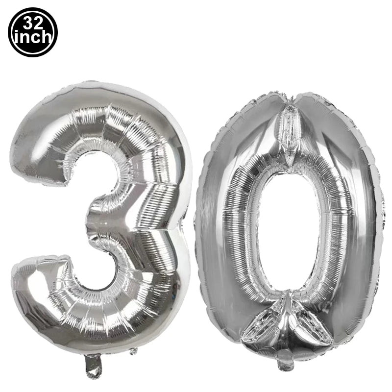 Happy Birthday 30 Year Old Disposable Tableware Black Gold Plate Tablecloth Banner For 30th Birthday Party Decorations  Supplies