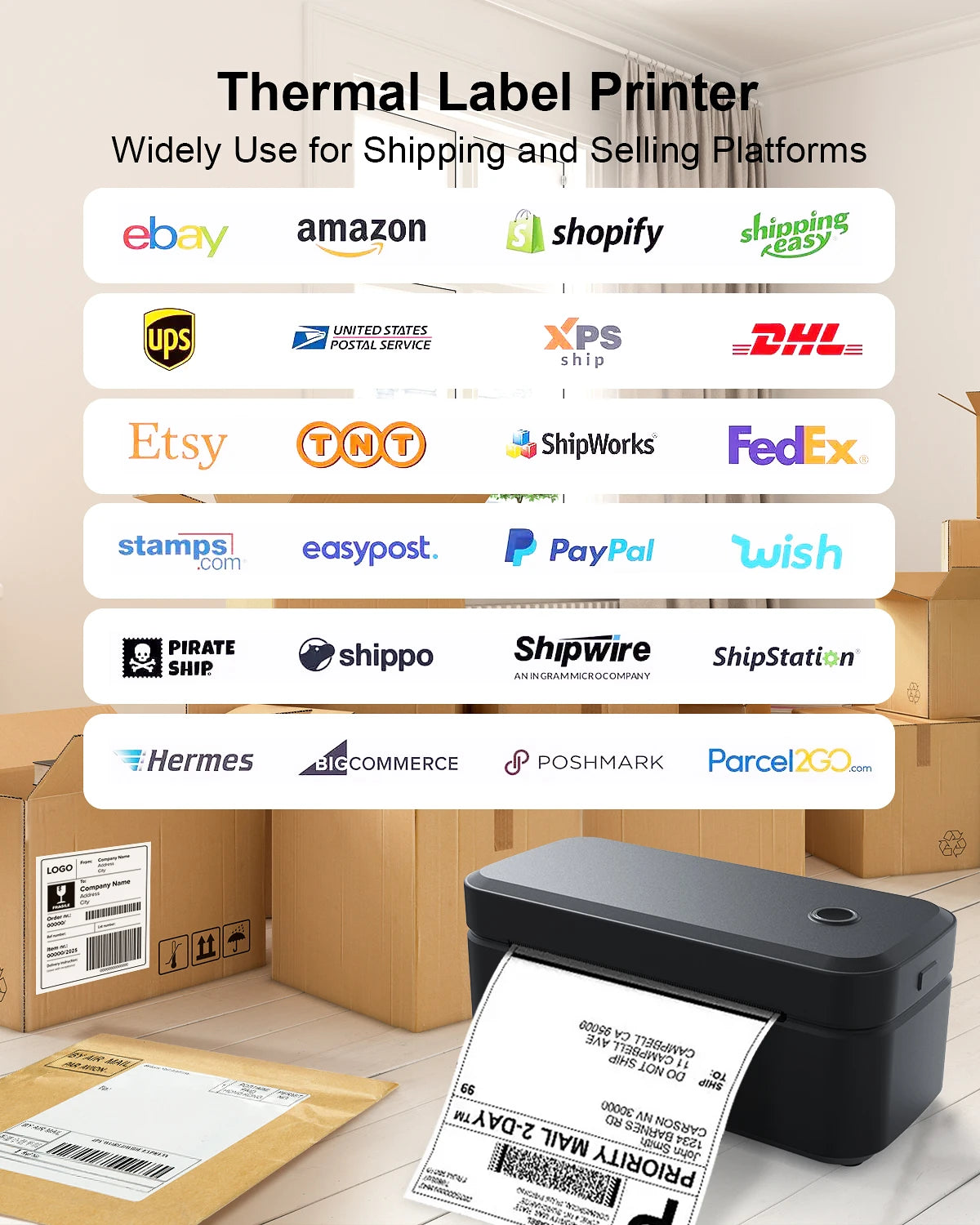 Marklife X4 Thermal Label Printer Portable Printer for 4x6 Mailing Packages Printing Bluetooth & Automatic Label Recognition
