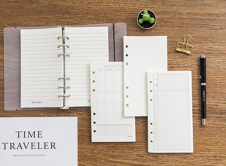 A6 40Sheets Loose Leaf Notebook Refill Spiral Binder Inner Page Grid Blank Line Diary Agenda PlannerSchool Stationery