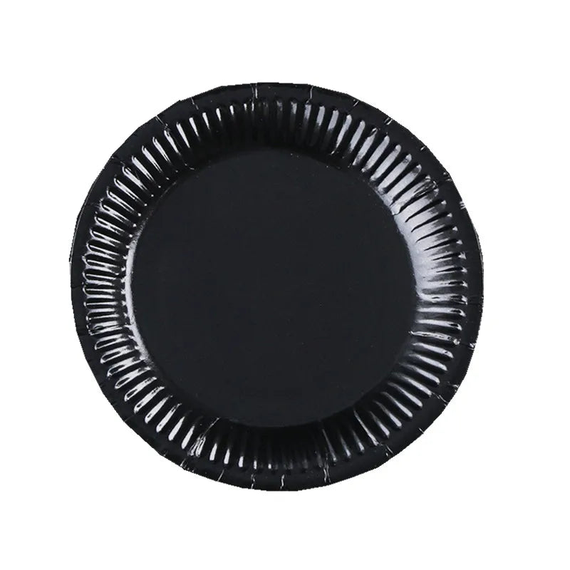 Solid Color Disposable Tableware Set Party Supplies Paper Plates Cups Wedding Birthday Party Decorations Adult Favor
