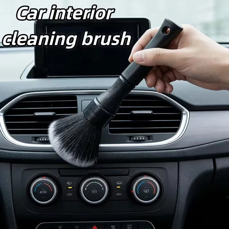 1PC Black Soft Bristled Dust Brush - Suitable for Cleaning Car Interiors, Instrument Panels, and Computer Keyboards